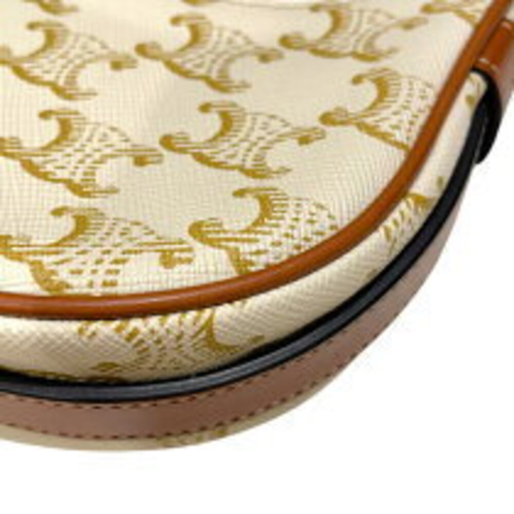 Celine Ava handbag white tan calfskin Triomphe canvas - Picture 5 of 11